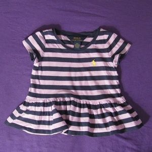 Ralph Lauren Purple Navy Blue Stripe Peplum Tee 3T